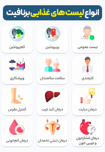 انواع لیست غذایی برنافیت