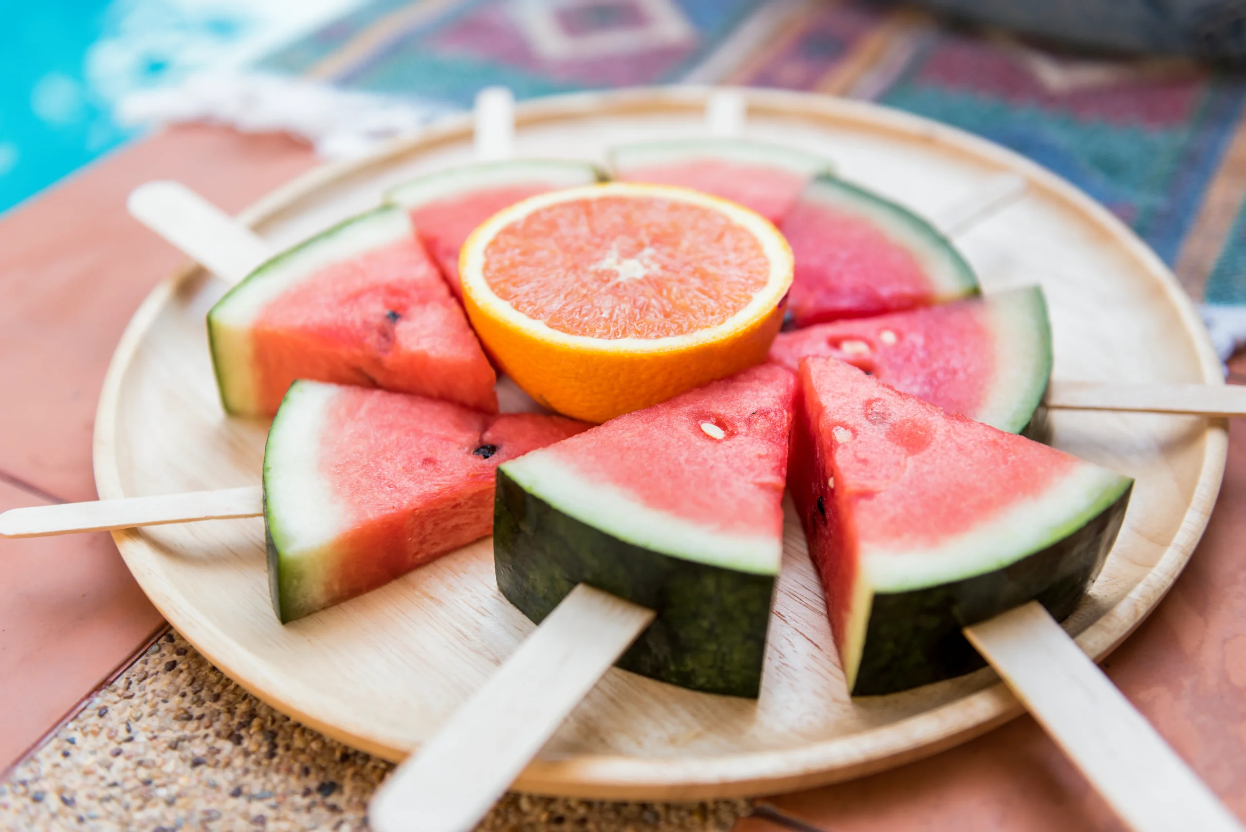 dish sliced watermelons scaled